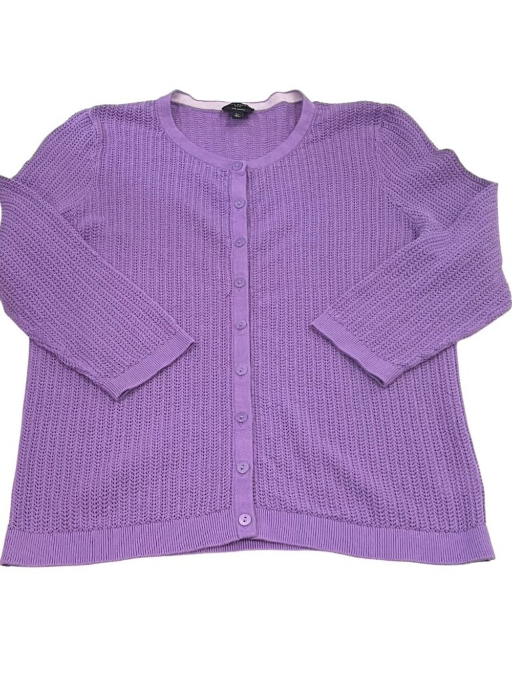 Talbots Pima Cotton Cardigan Sweater PL Lilac Preppy Colorful Cottagecore Layers
